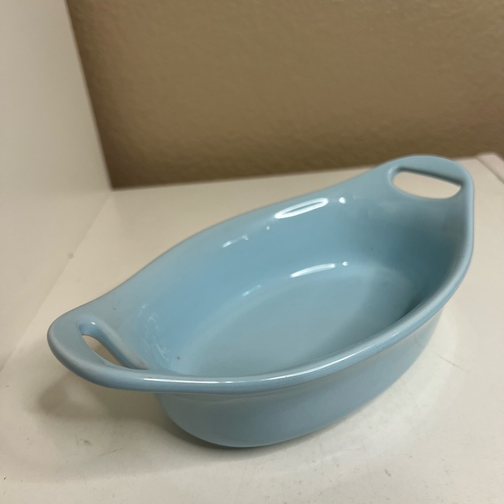 Rachael Ray 12oz Oval Stoneware Baker Dish Light Blue 8” Oven Safe